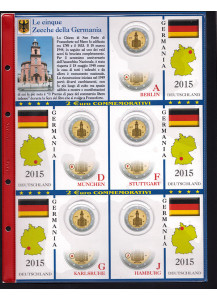 2015 2 Fogli Germania 2 Euro 5 Zecche San Paolo e Muro Berlino